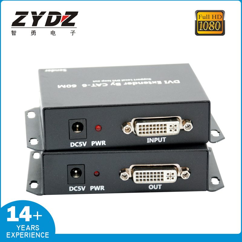 Zhiyong DVI extender 60 meters 1080p high-definition single Ethernet cable network transmission DVI loop out video surveillance camera
