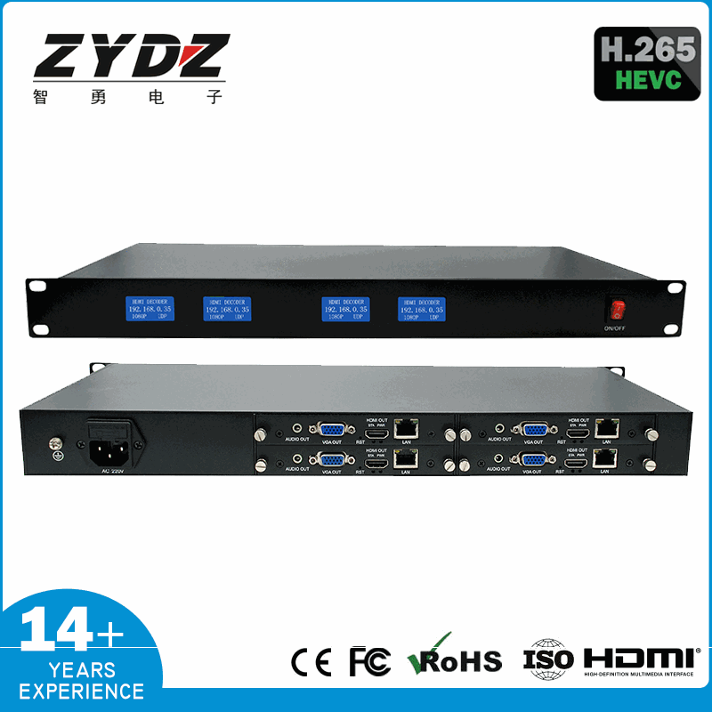 1U插卡机架式解码器 1-4路HDMI 统一配电 强劲散热