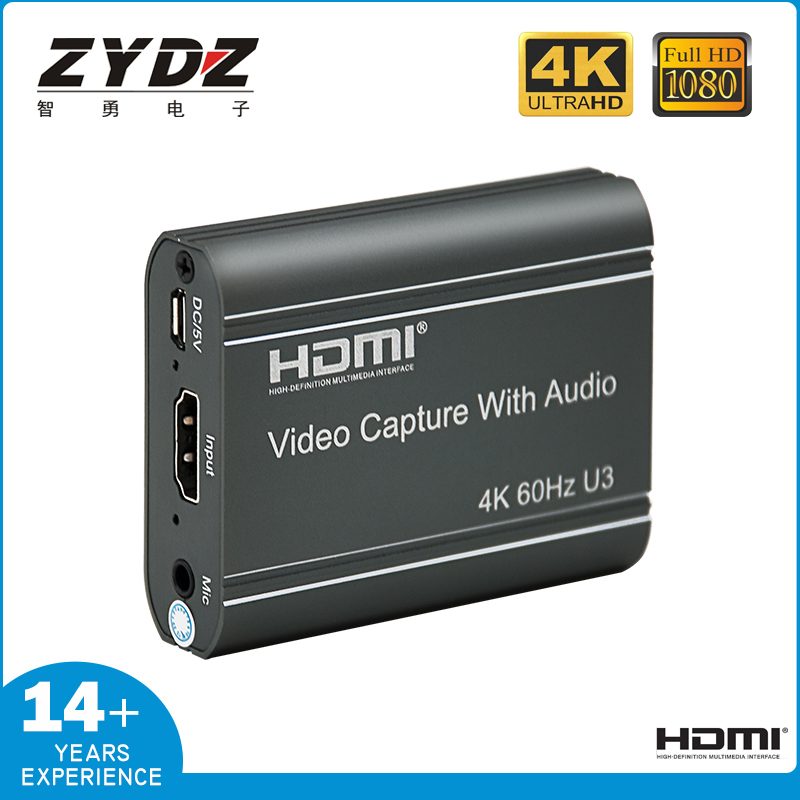智勇HDMI采集卡USB3.0免驱带环出带音频4K@60Hz高清PS4/Switch/vMix直播推流视频