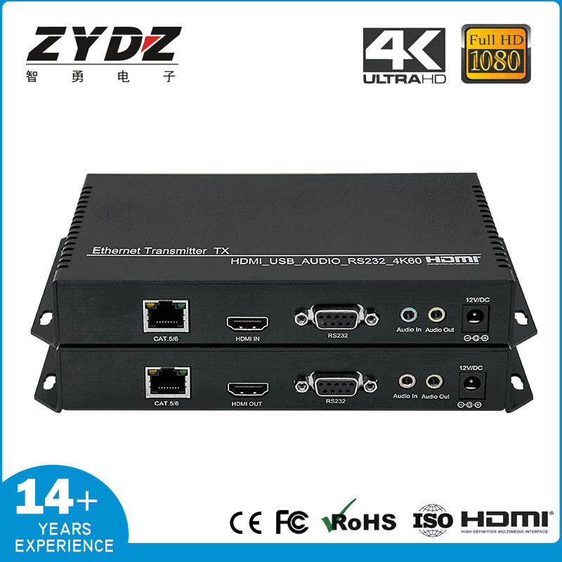 120m HDMI 4K60+USB2.0 KVM network cable transmitter