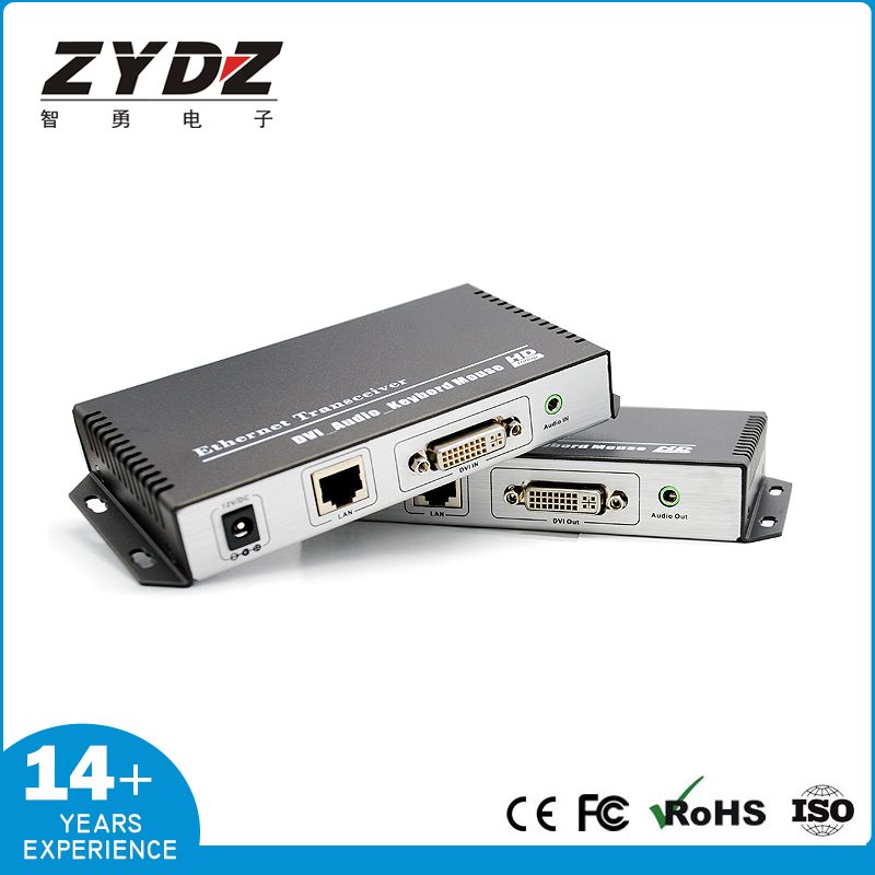 DVI KVM网络传输器延长器 带USB键鼠可过交换机支持1对多