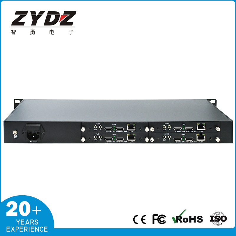 1U card rack mounted encoder with 1-4 HDMI unified power distribution and strong heat dissipation